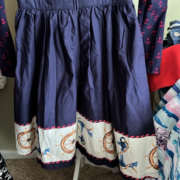 ModCloth anchors away twofer dress nautical sailor print retro dress size small - Picture 12 of 16